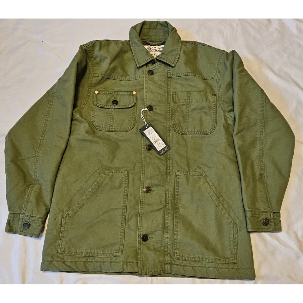 NWT Womens Alpine Design Quilted Lined Chore Coat 100% Organic Cotton XS Olive